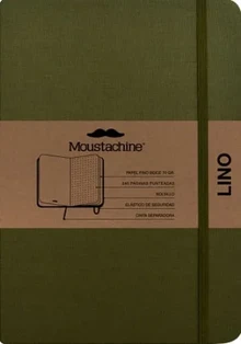 MOUSTACHINE CLASSIC LINEN HARDCOVER MILITARY GREEN LINED LARGE