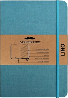MOUSTACHINE CLASSIC LINEN HARDCOVER OCEAN WATER BLUE LINED LARGE
