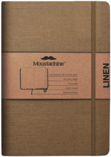 MOUSTACHINE CLASSIC LINEN HARDCOVER DARK TAN LINED LARGE